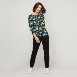 Jane Lamerton Retro Floral Jersey Twist Neck Top Multicoloured -Savannah Shop BP645792004 multi msc 3