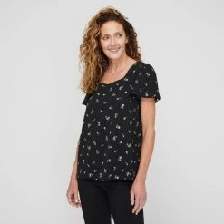 Khoko Smart Sweetheart Flutter Top Black Floral -Savannah Shop BP646101001 blk flor
