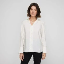 Khoko Smart Women's Split Cuff Shirt Ivory