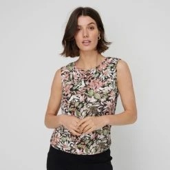 Khoko Smart Women's Ruched Hem Sleeveless Jersey Top Magnolia -Savannah Shop BP646103004 magnolia