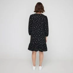 Khoko Smart Flounce Tunic Dress Black Floral -Savannah Shop BP646104002 blk flor 2