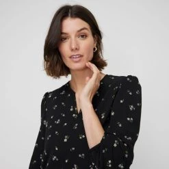 Khoko Smart Flounce Tunic Dress Black Floral -Savannah Shop BP646104002 blk flor 4