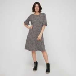 Khoko Smart Jersey Bell Sleeve Dress Spot Print -Savannah Shop BP646105008 spot prn 3