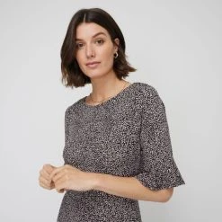 Khoko Smart Jersey Bell Sleeve Dress Spot Print -Savannah Shop BP646105008 spot prn 4