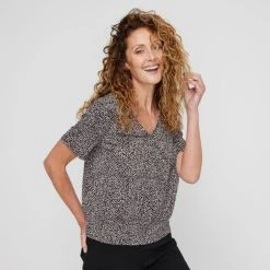 Khoko Smart Women's Jersey Spotted Print Wrap Top Spot Print -Savannah Shop BP646106003 spot prn