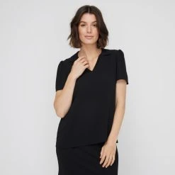 Khoko Smart Johnny Collar Top Black