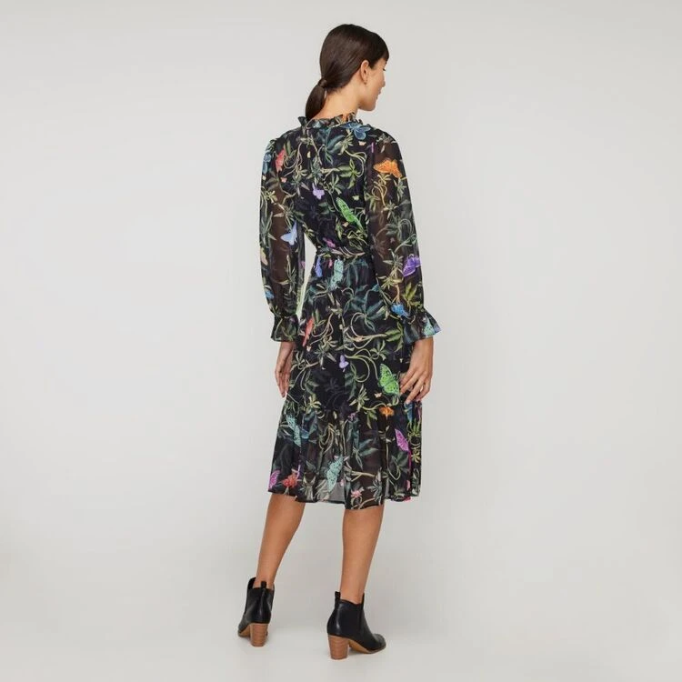 Leona Edmiston Ruby Leona Edmiston Butterfly Tie Neck Frill Dress Butterfly 6 Leona Edmiston Ruby Leona Edmiston Butterfly Tie Neck Frill Dress Butterfly - Image 4