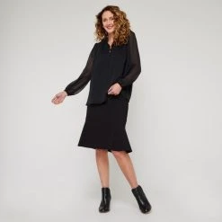 Jane Lamerton Front Tuck Blouse Black -Savannah Shop BP646382001 black