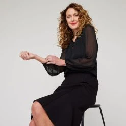 Jane Lamerton Front Tuck Blouse Black -Savannah Shop BP646382001 black 3