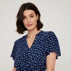 Savannah Spot Print Dress Blue Spot