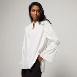 JB Jayson Brunsdon Jayson Brunsdon Flared Sleeve Shirt White -Savannah Shop BP646839001 white