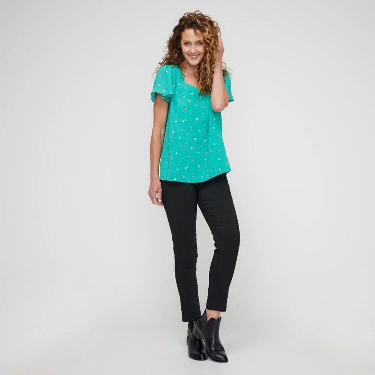 Khoko Smart Sweetheart Flutter Top Green Floral Green Floral 5 Khoko Smart Sweetheart Flutter Top Green Floral Green Floral - Image 3