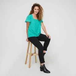 Khoko Smart Sweetheart Flutter Top Green Floral Green Floral