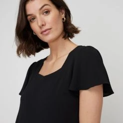 Khoko Smart Sweetheart Flutter Top Black Black -Savannah Shop BP647581002 black