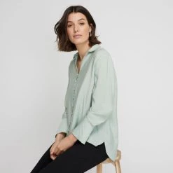 Khoko Smart Split Cuff Shirt Mint Mint -Savannah Shop BP647583002 mint