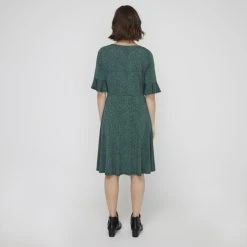 Khoko Smart Women's Jersey Bell Sleeve Dress Spot Jade
